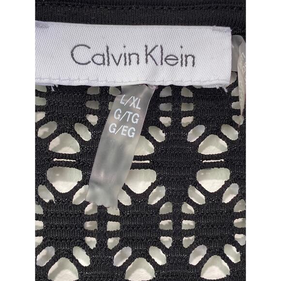 Calvin Klein Swimwear Black Crochet Trim Cover Up Dress Sz L/XL Pockets Resort - Picture 8 of 13